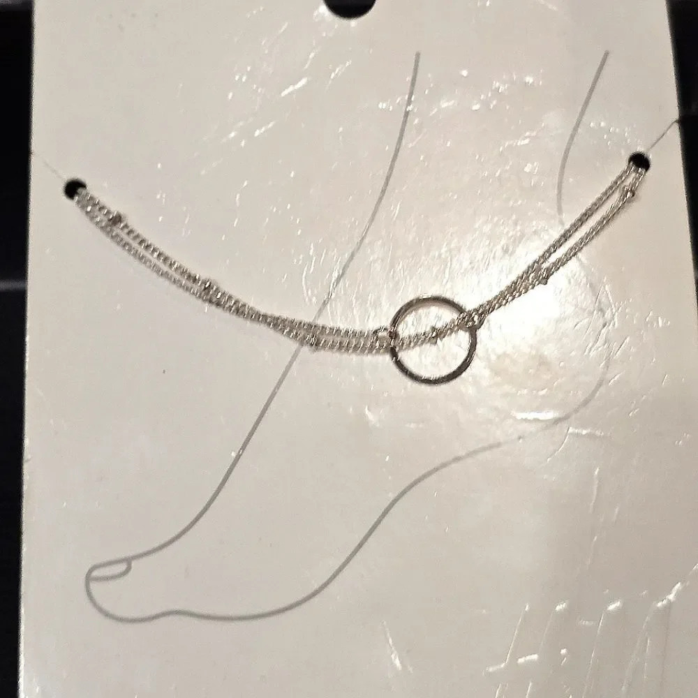 H & M 2-PK Linked Circle Anklet‎ Bracelets- Silver
